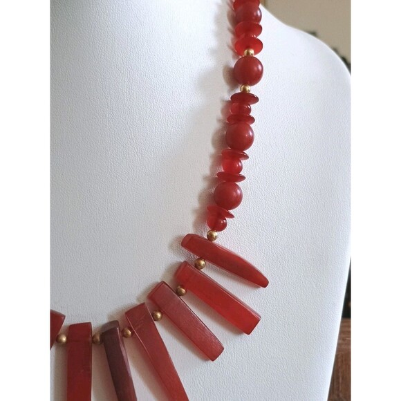 Karla Jordan Red Spike Gold Tone Beaded Vintage Necklace - Picture 3 of 6